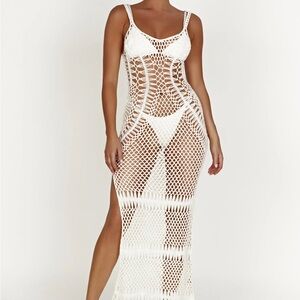 Meshki Josephine Crochet Maxi Dress White